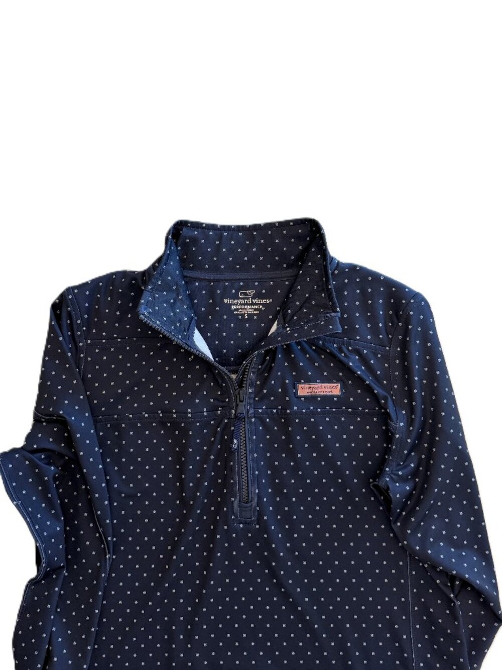 Vineyard Vines Performance 1/4 Zip Pullover Small Navy Blue Dot Print Athletic T